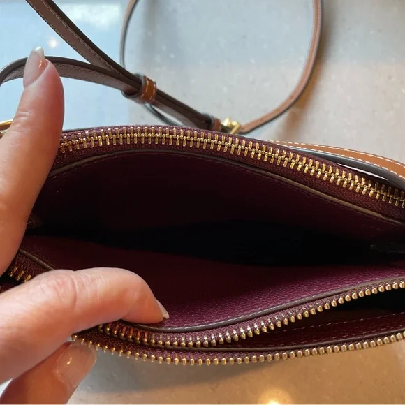 Tory Burch Burgundy and Tan Crossbody Bag - Picture 7 of 9
